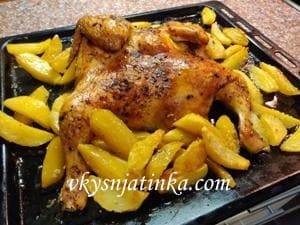 Курица запеченная в духовке целиком с картофелем