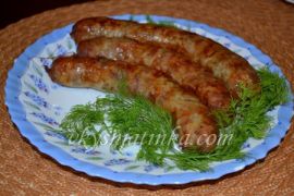 Домашние колбаски из свинины в кишке - фото