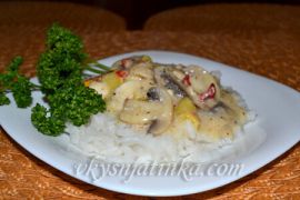 Фрикасе из курицы с шампиньонами