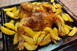 Курица запеченная в духовке целиком с картофелем