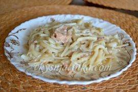Макароны с тушенкой
