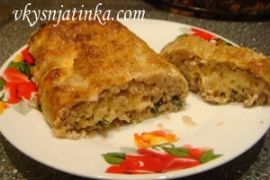 Мясной рулет из фарша с сыром - фото