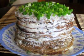 Печеночный торт из говяжьей печени - фото