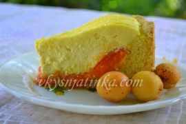 Пирог с абрикосами и творогом