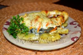 Семга запеченная с овощами
