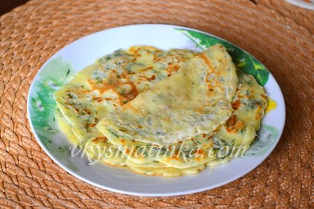 Блины с сыром и укропом - фото