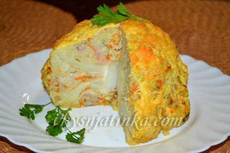 Фаршированная цветная капуста запеченная в духовке - фото