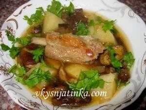 Картошка с мясом и грибами - фото