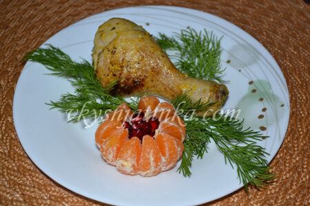Куриные ножки с мандаринами в духовке - фото