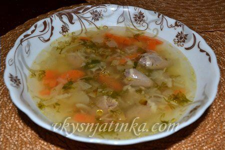Суп с куриными сердечками и сельдереем - фото