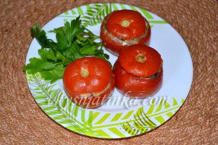 Запеченные фаршированные помидоры с шампиньонами - фото